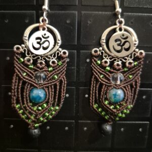 Boucles d'oreilles macramé "Regard Intérieur"  - Veines de Dragon bleues - Le Murmure d'Ajna