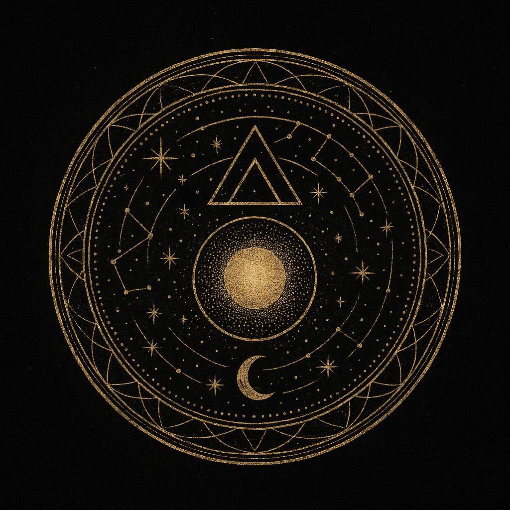 L'Ether ou Akasha : Symbole sacré de l'Éther inspiré de la géométrie sacrée, de la quintessence et de l'alchimie.