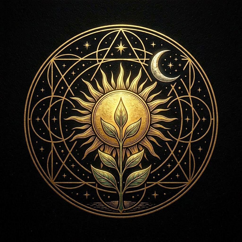 Symbole sacré de Litha 2026 représentant le solstice d’été, le soleil à son apogée et l’abondance de la saison.