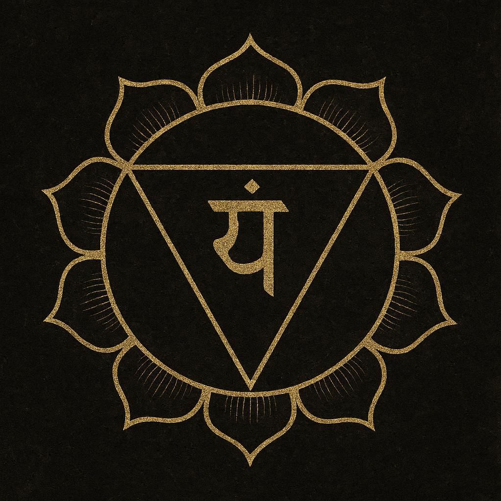 Manipura - Chakra du Plexus Solaire, yantra traditionnel à dix pétales, triangle du feu et symbole RAM.